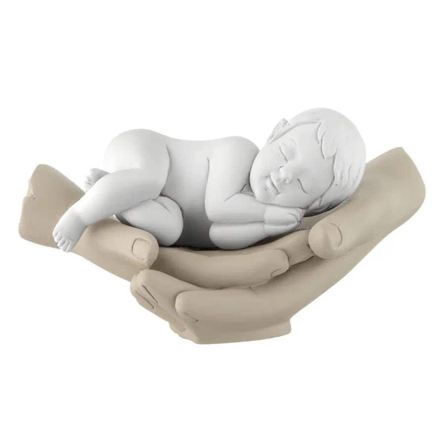 Scultura di Bimbo su Mani Nocciola 7x13 cm - Bongelli Preziosi