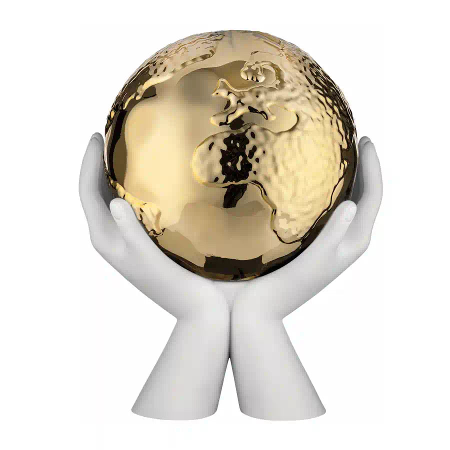 Scultura in Marmorino con Globo Dorato 9x10 cm - Bongelli Preziosi