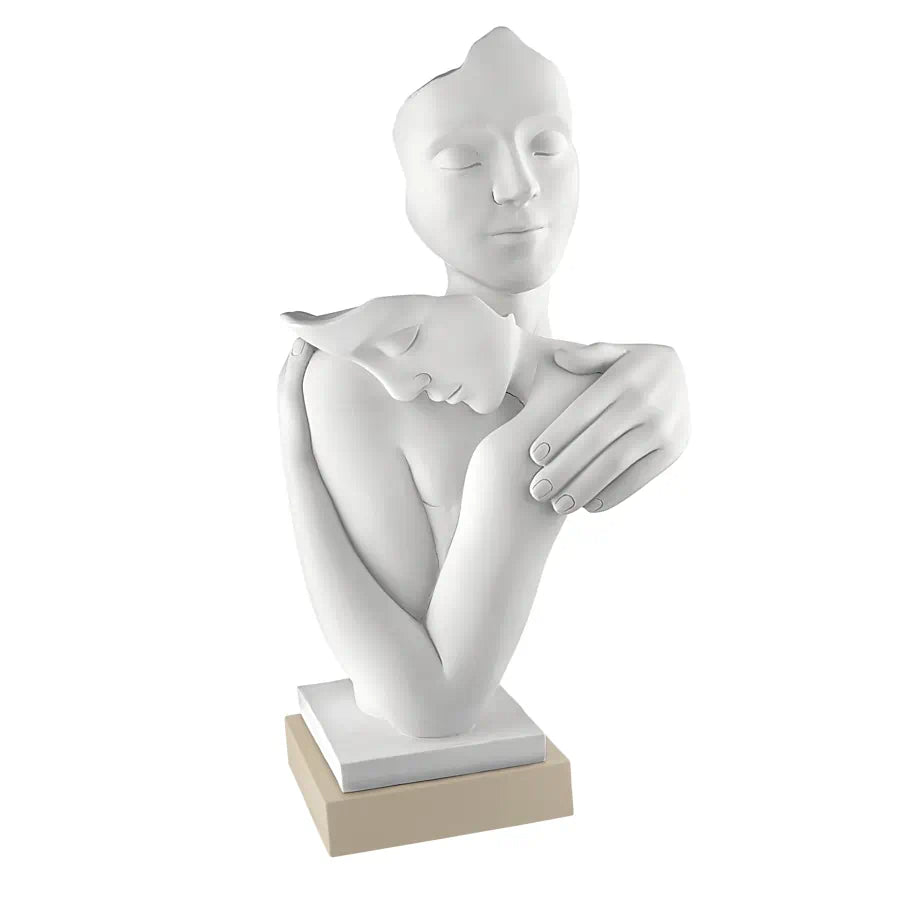 Scultura Abbraccio in Marmorino su Base Nocciola 19 h cm - Bongelli Preziosi