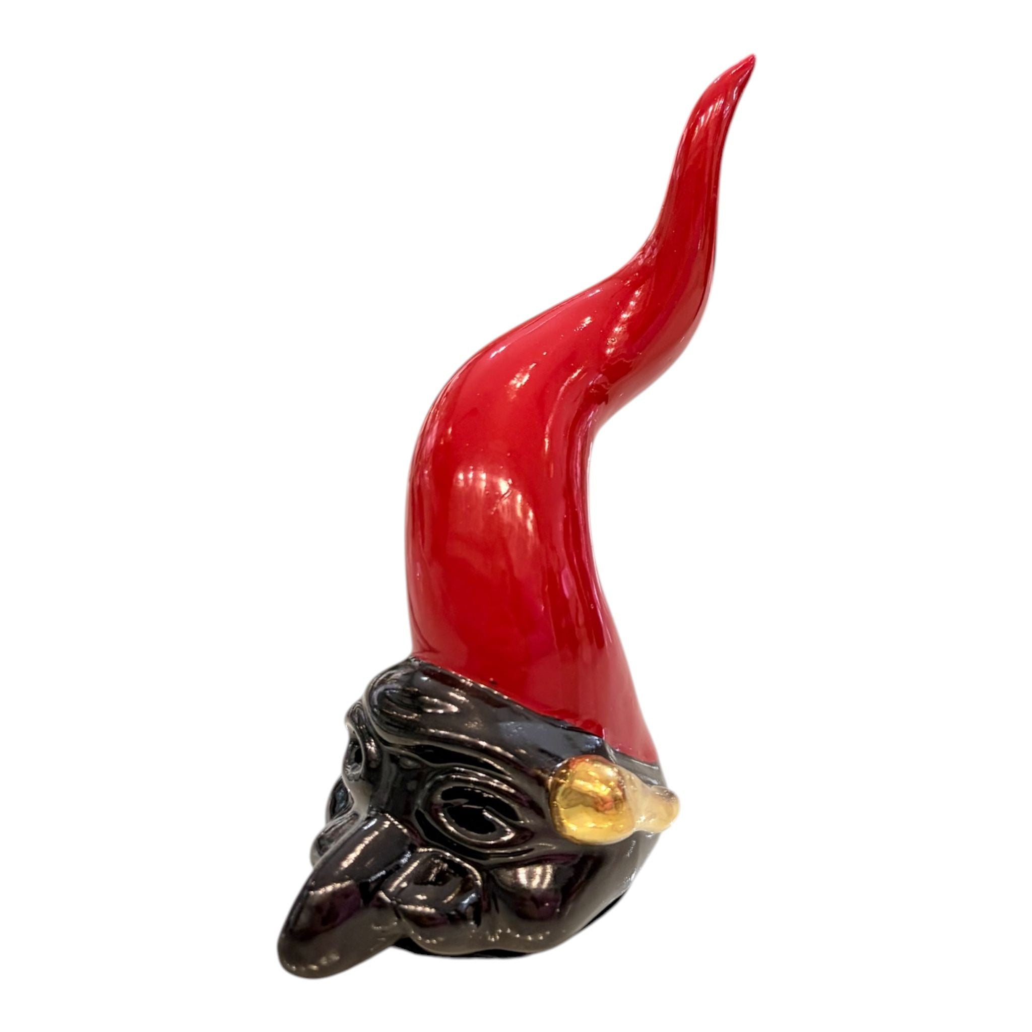 Corno Rosso in Porcellana di Capodimonte con Maschera 14 cm - Porcellane Sbordone