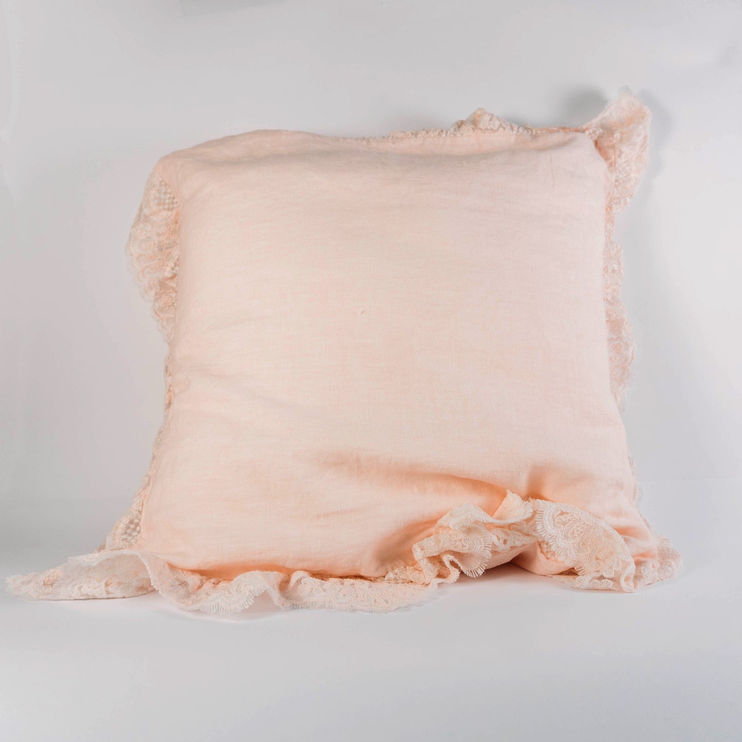 Cuscino Lino e Pizzo Rosa