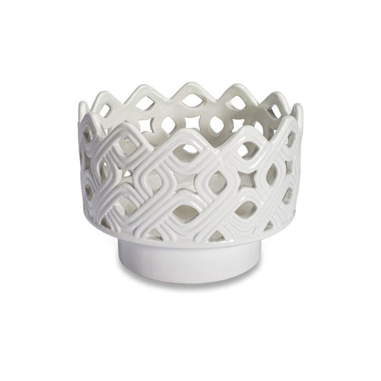 Cachepot in Ceramica Traforata con Decoro Intrecciato
