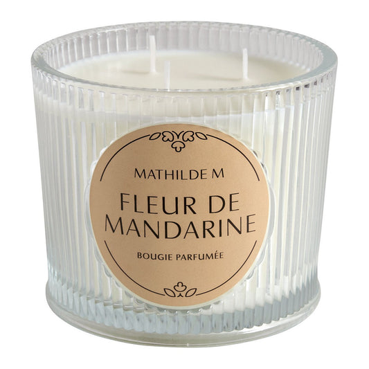 Candela Profumata “Fleur de Mandarine” in Vetro Lavorato con Coperchio