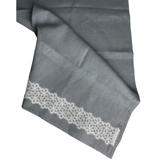 Runner in Cotone con Pizzo a Fiori Bianco - Fiori di Lena