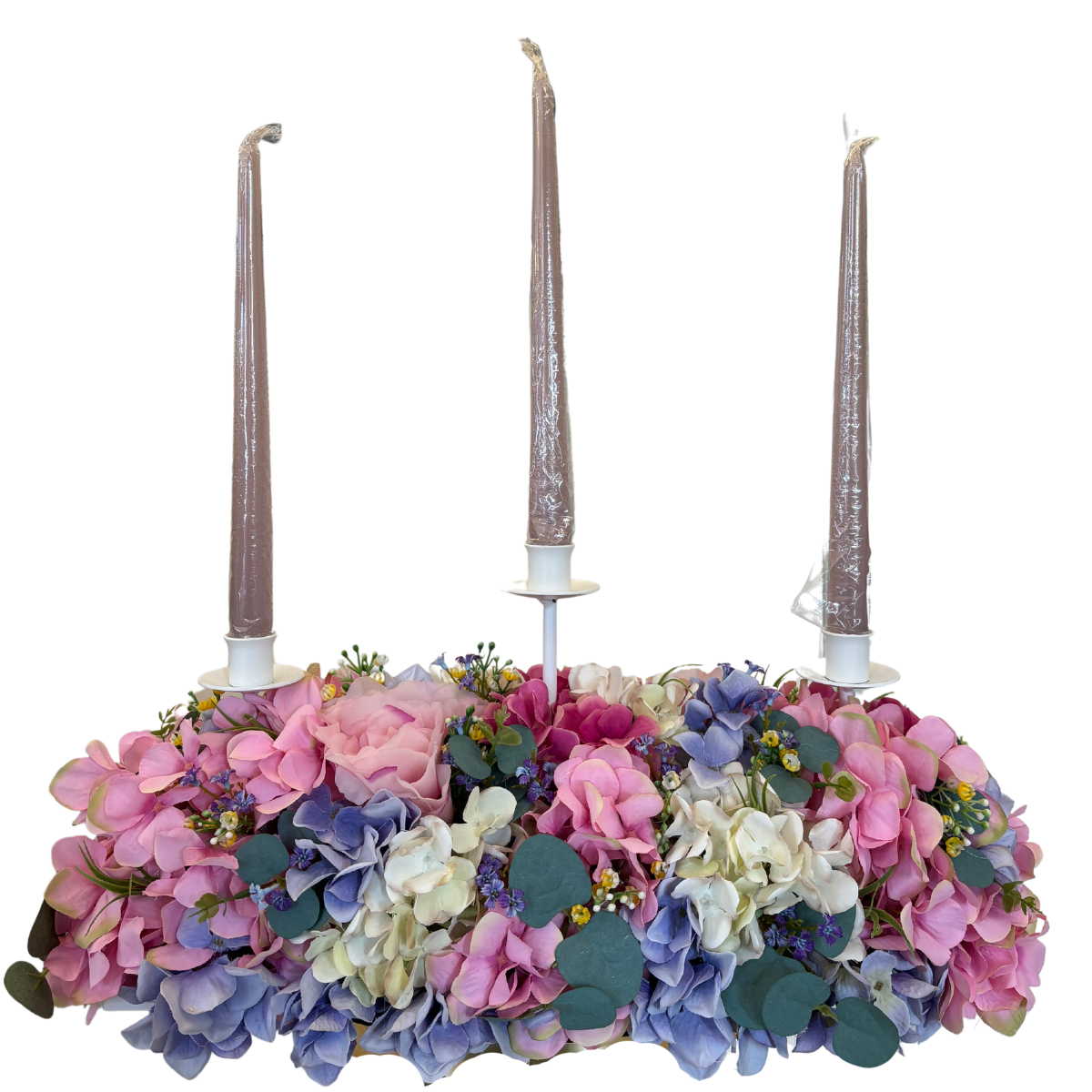 Centrotavola di Fiori con Candele 25 h cm