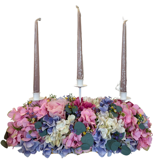 Centrotavola di Fiori con Candele 25 h cm