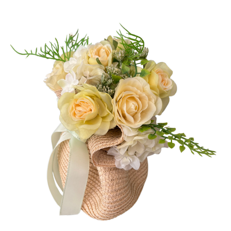 Cestino di Fiori Artigianale con Base in Canapone
