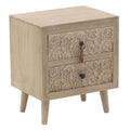 Comodino in Legno Intarsiato a Due Cassetti - In Art