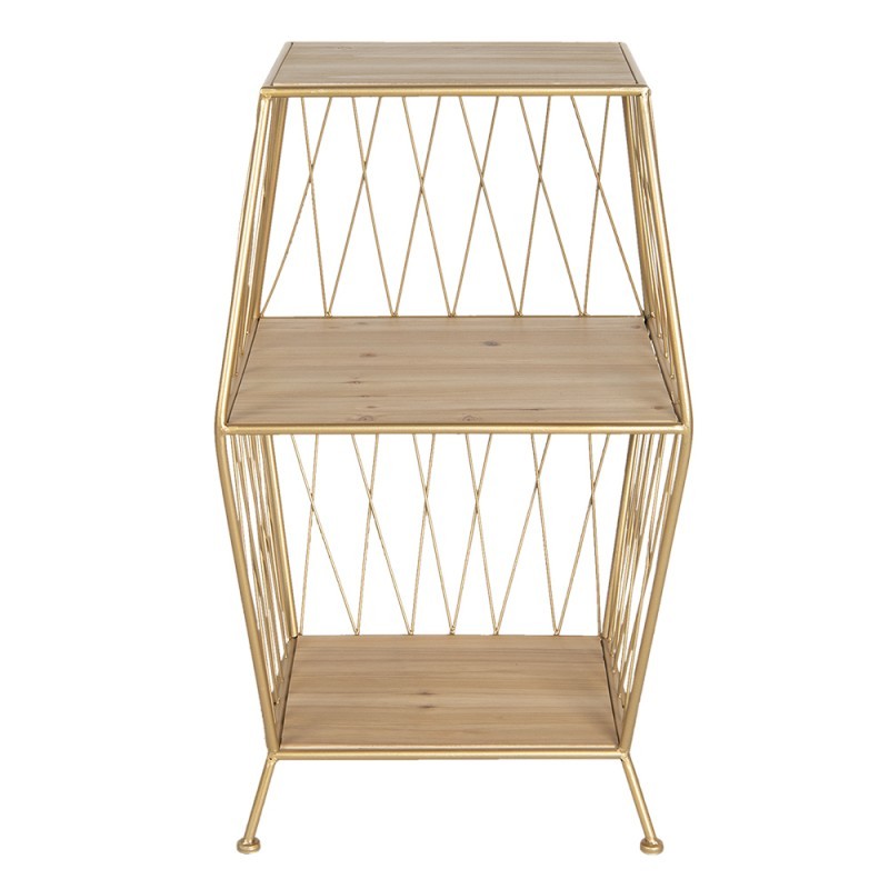 Comodino in Metallo Oro con Ripiani in Legno 69 h cm - Clayre e Eef