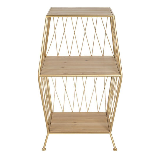Comodino in Metallo Oro con Ripiani in Legno 69 h cm - Clayre e Eef