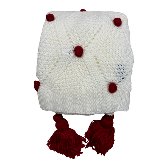 Coperta in Maglia con Pois e Nappe 130x160 cm - Preziosa Home