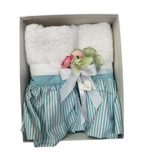 Set Asciugamani in Spugna con Balza in Cotone a Righe