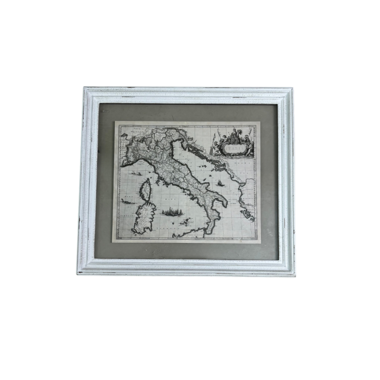 Cornice Bianca in Stile Shabby con Cartina Geografica