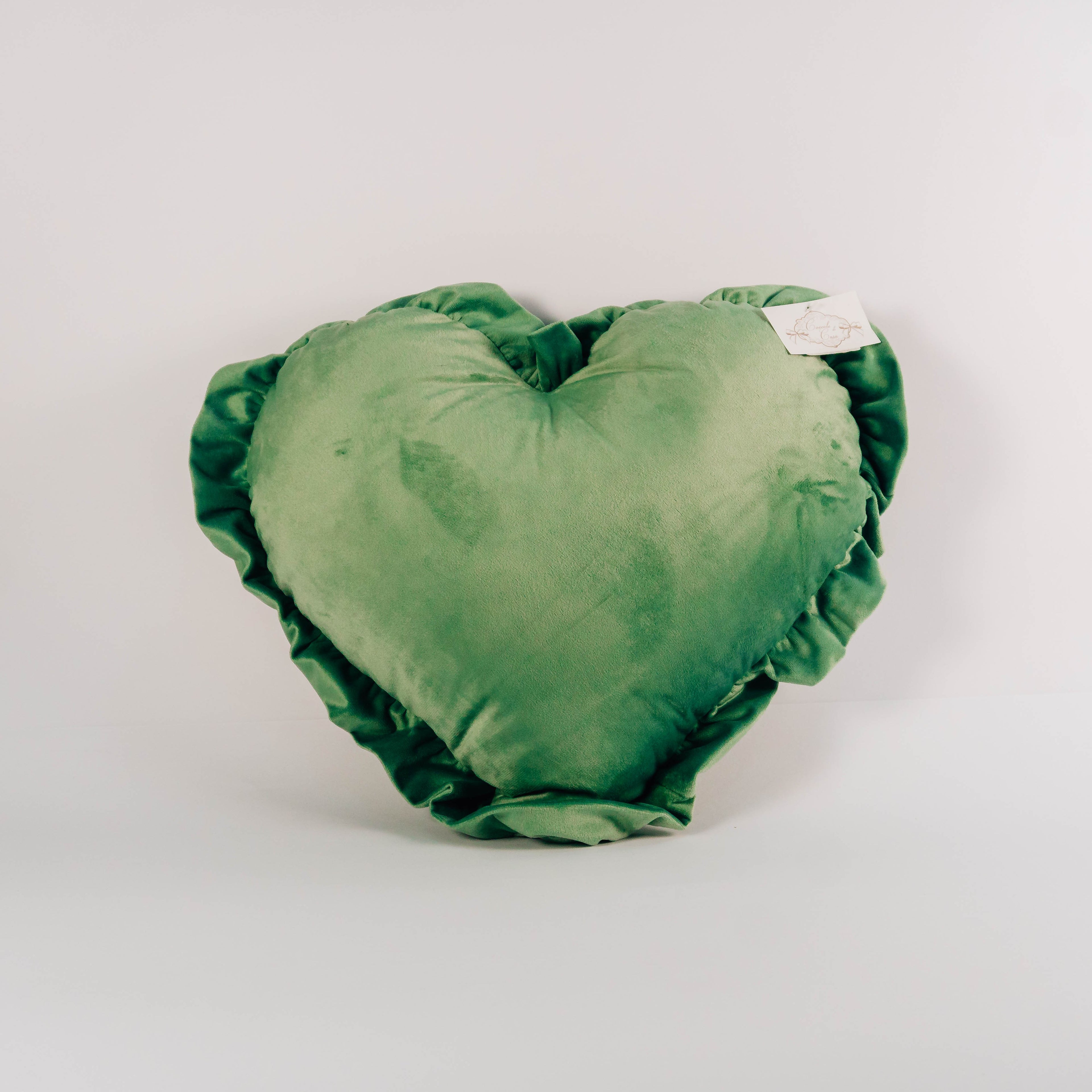 Cuscino Cuore Verde con Rouches