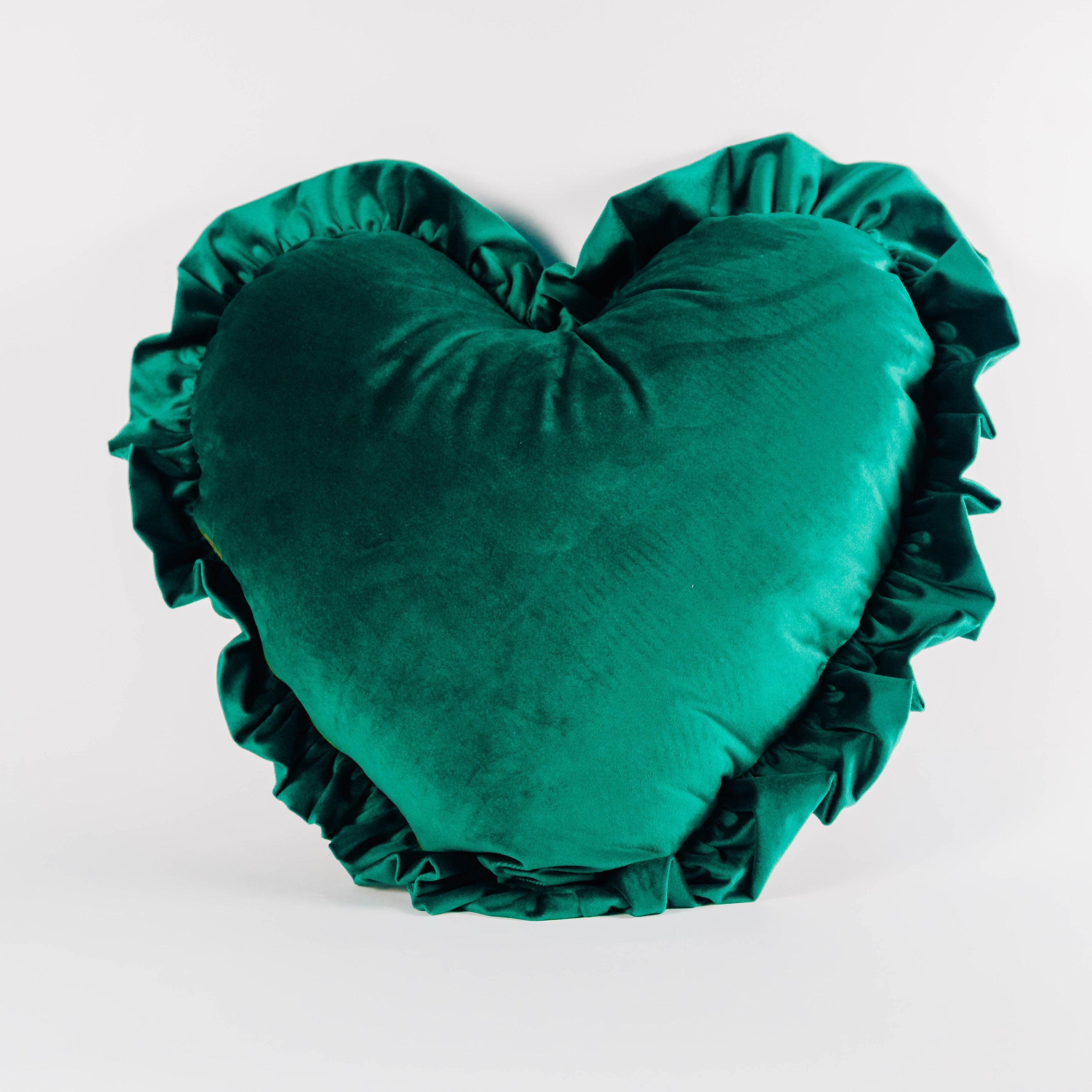 Cuscino Cuore in Velluto Verde Petrolio - Officina Tessile