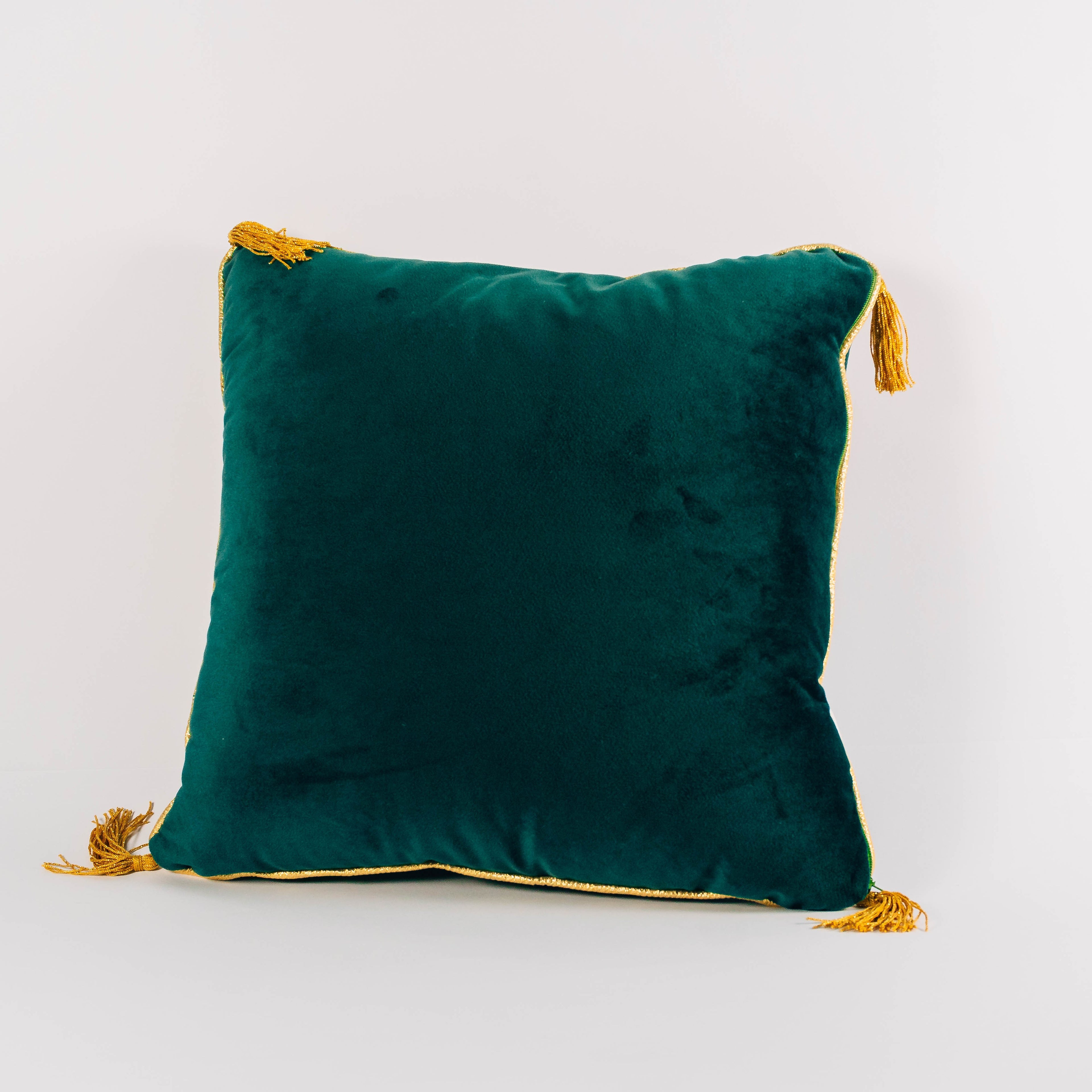 Cuscino in Velluto Verde con Nappe Oro - Sara's Idea