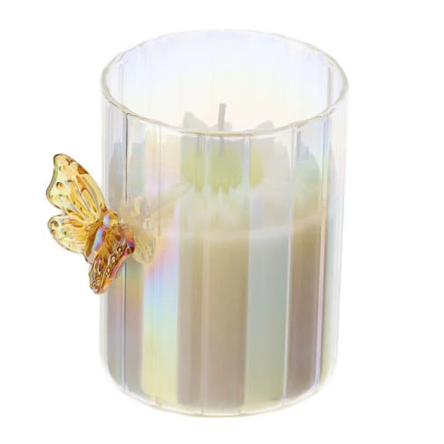 Candela Profumata Daisy con Farfalla J’adore in Vetro Ø7x9 cm 180 g - Hervit