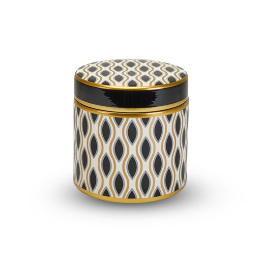 Scatola in Ceramica "Infinity" Bianco, Nero e Oro - Henriette