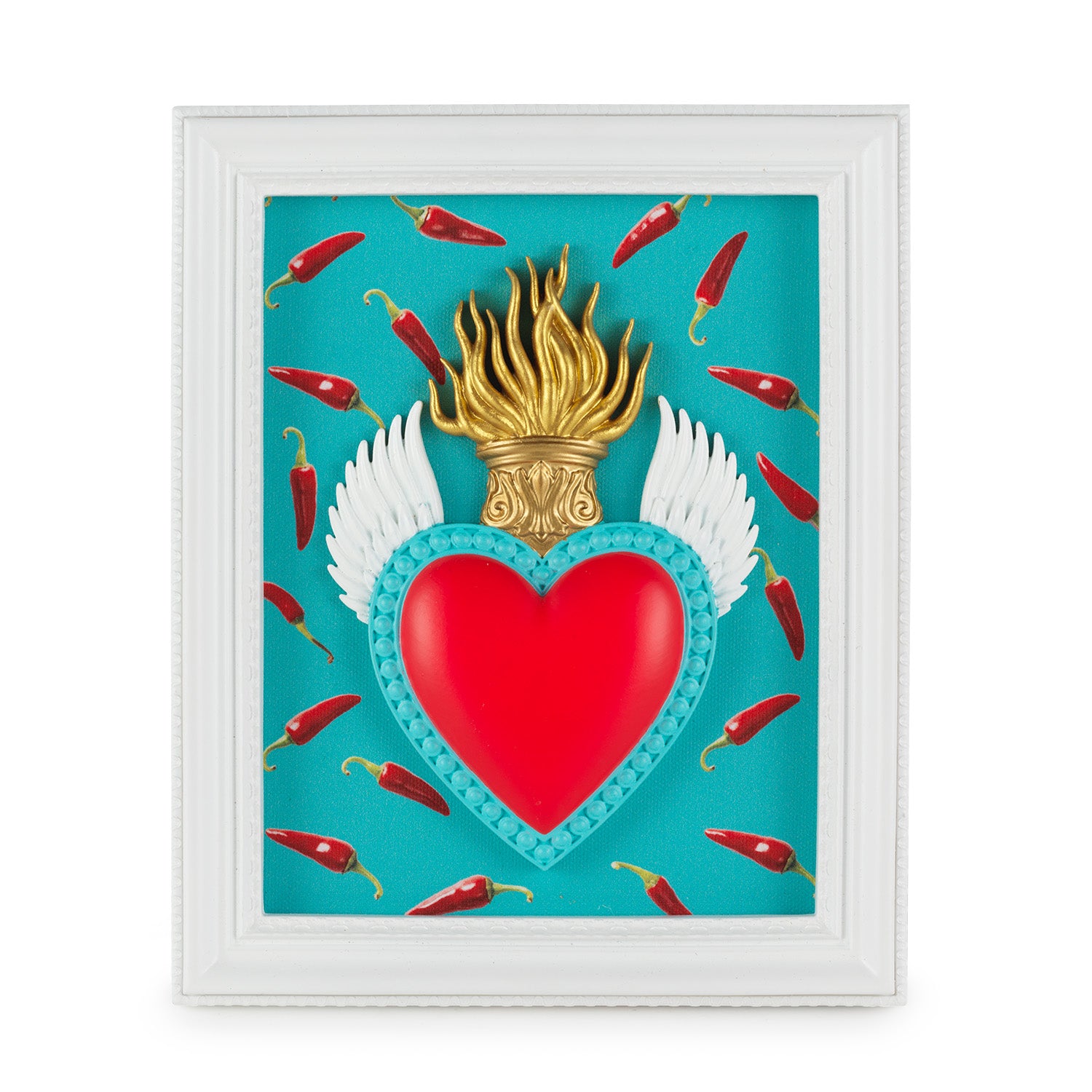 Cornice Multicolor con Cuore E Peperoncini 22x18 cm - Henriette