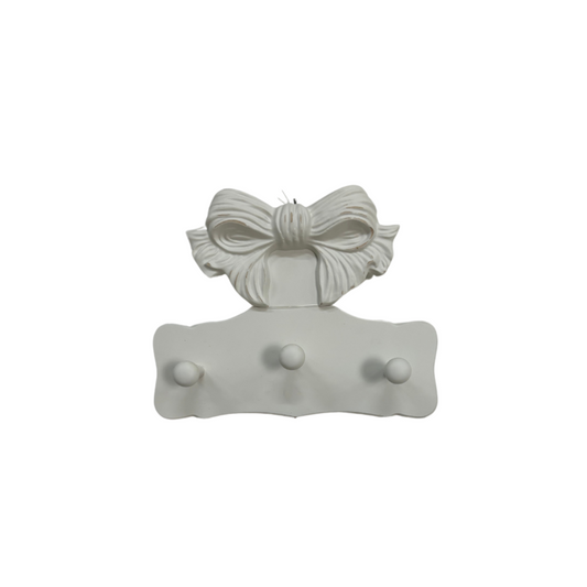 Decorazione da Muro Shabby Chic con Fiocco Romantico e Tre Appendini