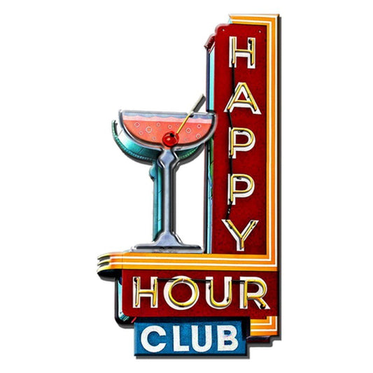 Decorazione in Ferro Stile Vintage da Parete con Scritta “Happy Hour”