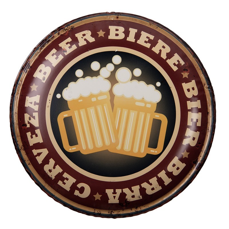 Decorazione Rotonda in Ferro dallo Stile Vintage con Tema Birra