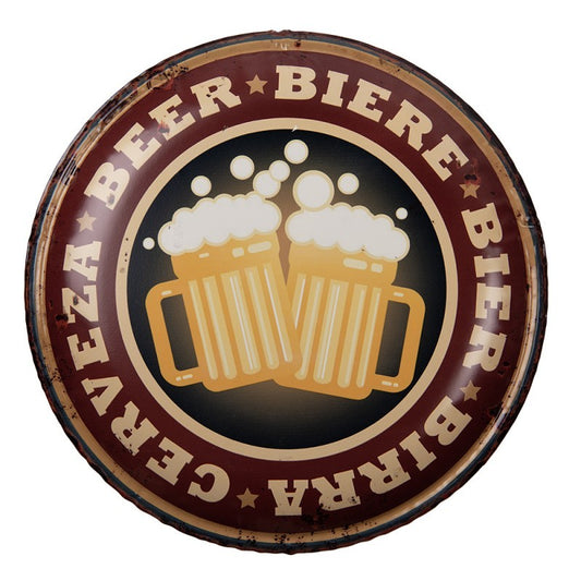 Decorazione Rotonda in Ferro dallo Stile Vintage con Tema Birra
