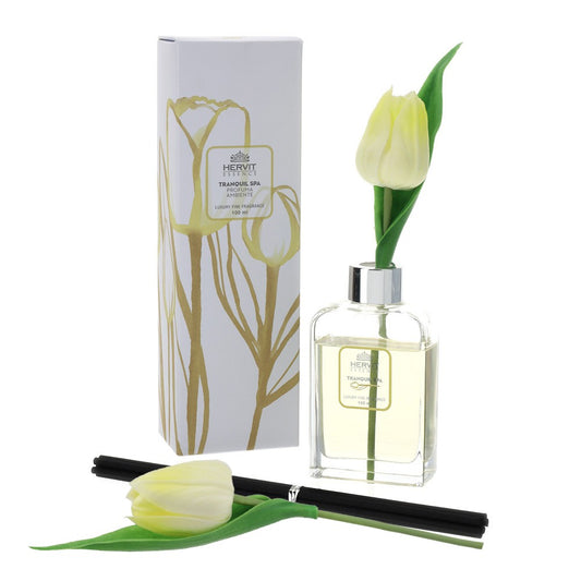 Set Profuma Ambiente con Diffusore in Vetro, Bastoncini e Tulipano - "Tulip"