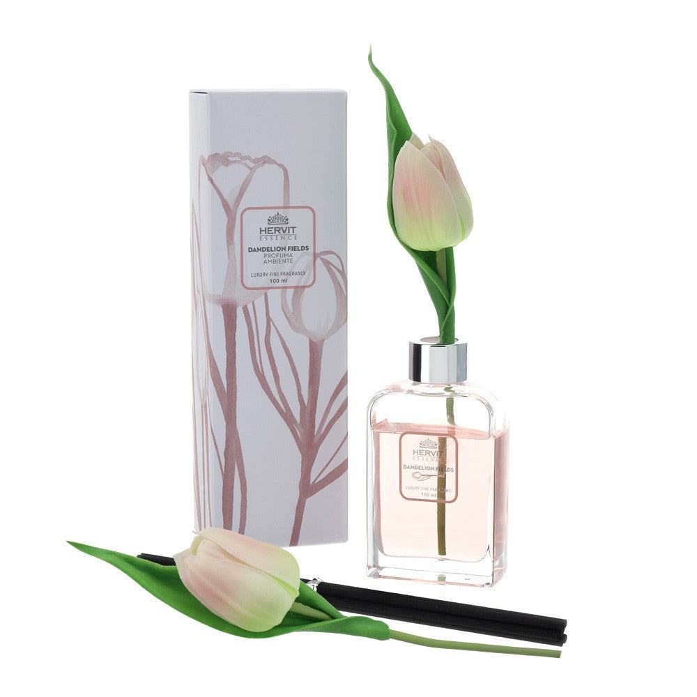 Set Profuma Ambiente con Diffusore in Vetro, Bastoncini e Tulipano - "Tulip"