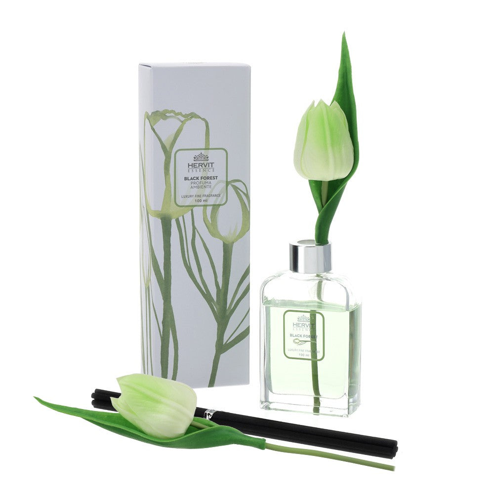 Set Profuma Ambiente con Diffusore in Vetro, Bastoncini e Tulipano - "Tulip"