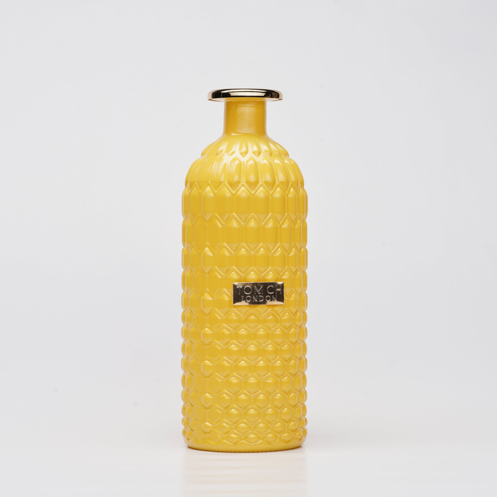 Vaso in Vetro Colorato a Forma di Bottiglia con Dettagli Oro 25 h cm – Tom CH