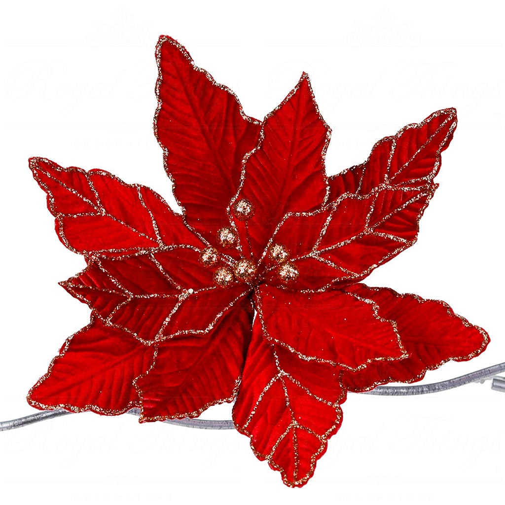 Fiore Poinsettia Rosso Bordeaux a Clip 31 cm  - Goodwill