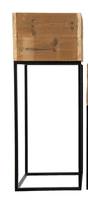 Fioriera da Terra in Legno Naturale e Metallo 75 h cm