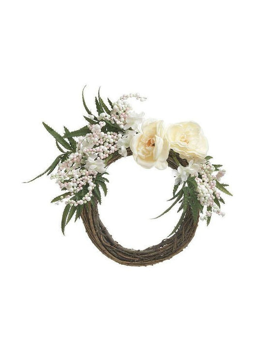Ghirlanda Pasquale in Legno con Fiori Pastello