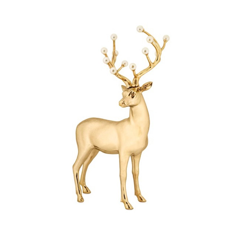 Renna Decorativa Gold Deer in Resina Oro con Perle 50.5 h cm – Fade