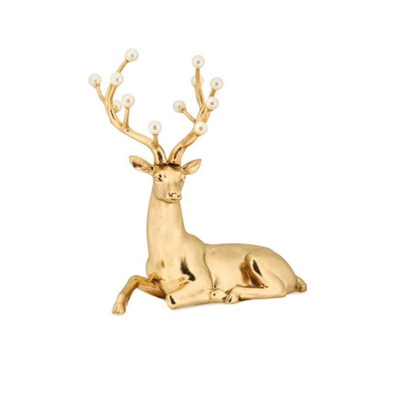 Renna Decorativa Gold Deer in Resina Oro con Perle 35 h cm – Fade