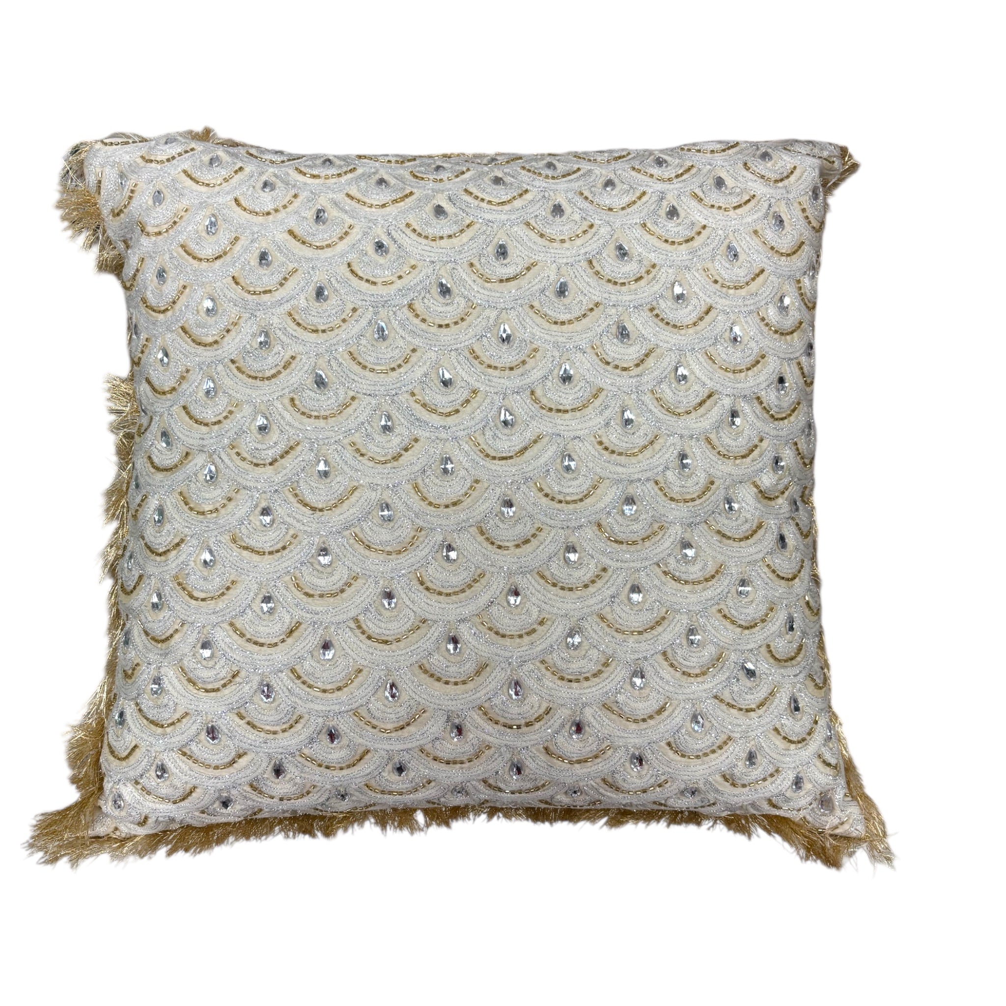 Cuscino Natalizio Champagne con Perline 45x45 - Blanc Mariclò