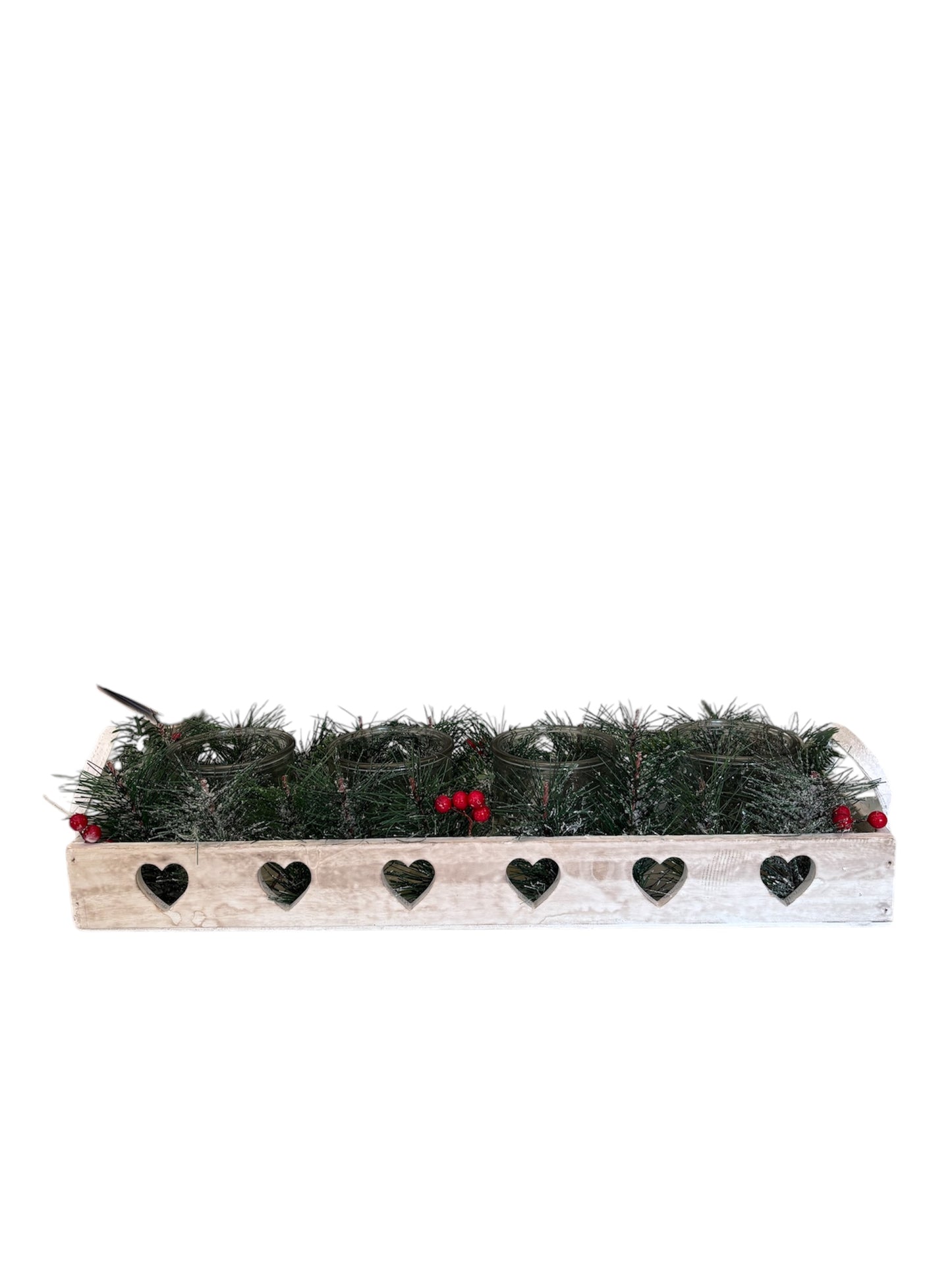 Centrotavola in Legno Shabby con Porta Candele
