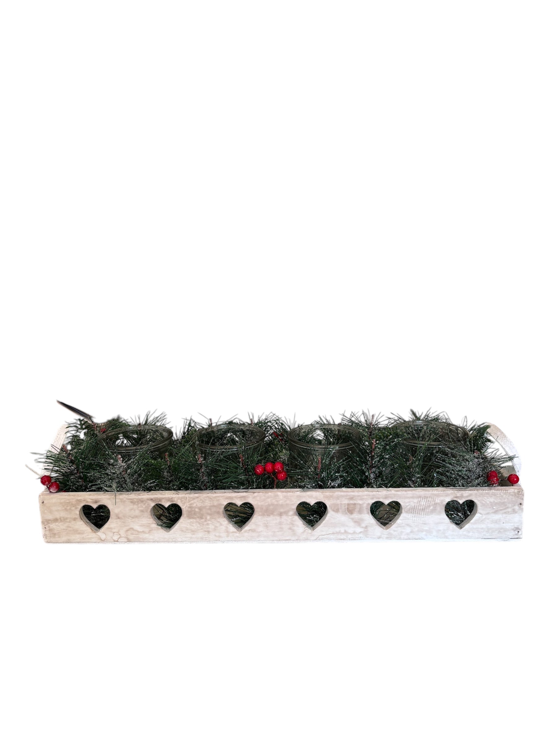 Centrotavola in Legno Shabby con Porta Candele