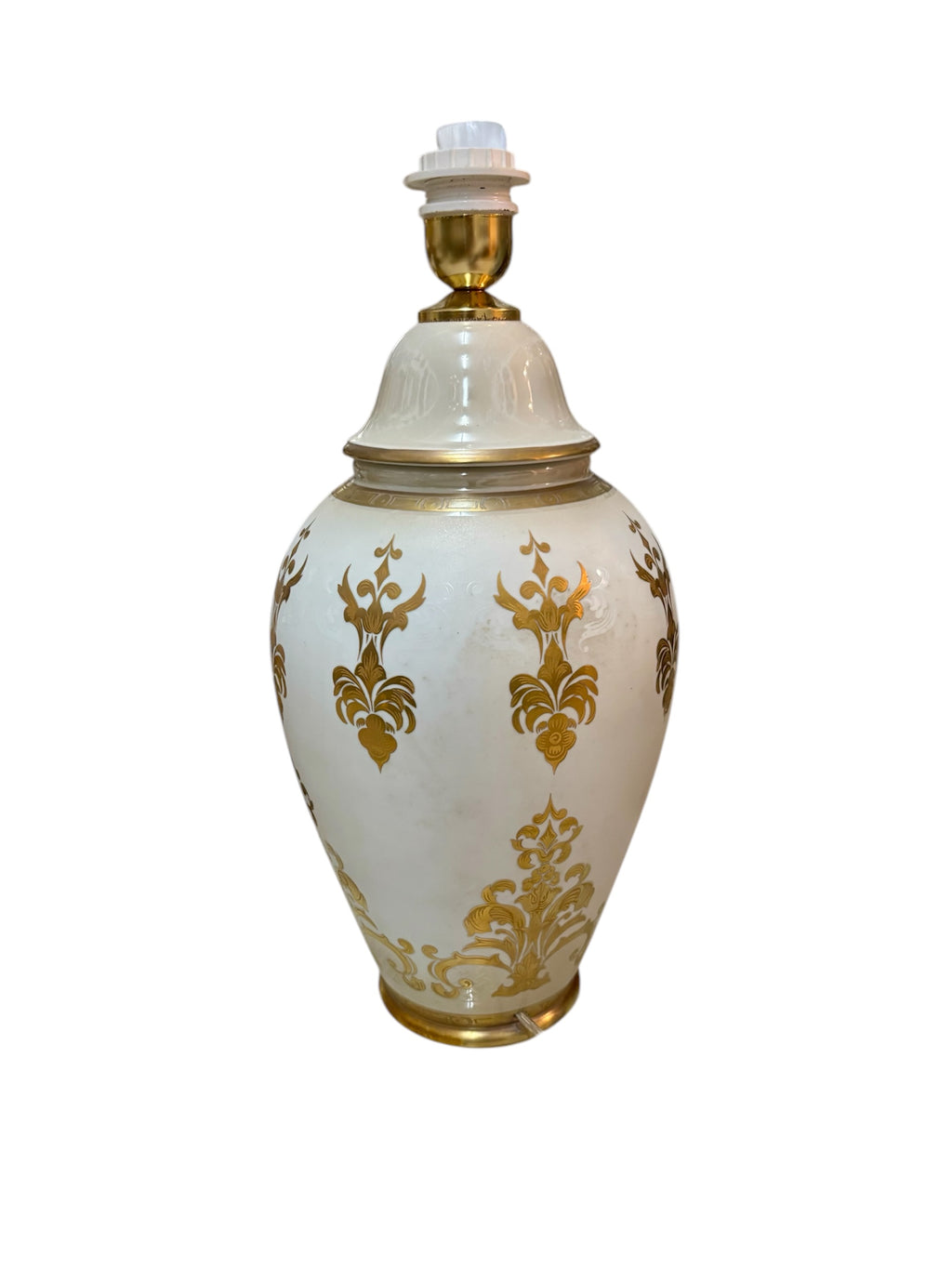 Grande Lume Maestoso in Porcellana Avorio con Inserti in Oro Zecchino