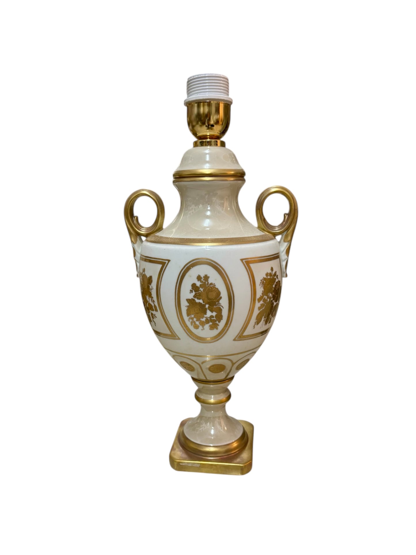 Lume in Porcellana Avorio con Decorazioni in Oro Zecchino