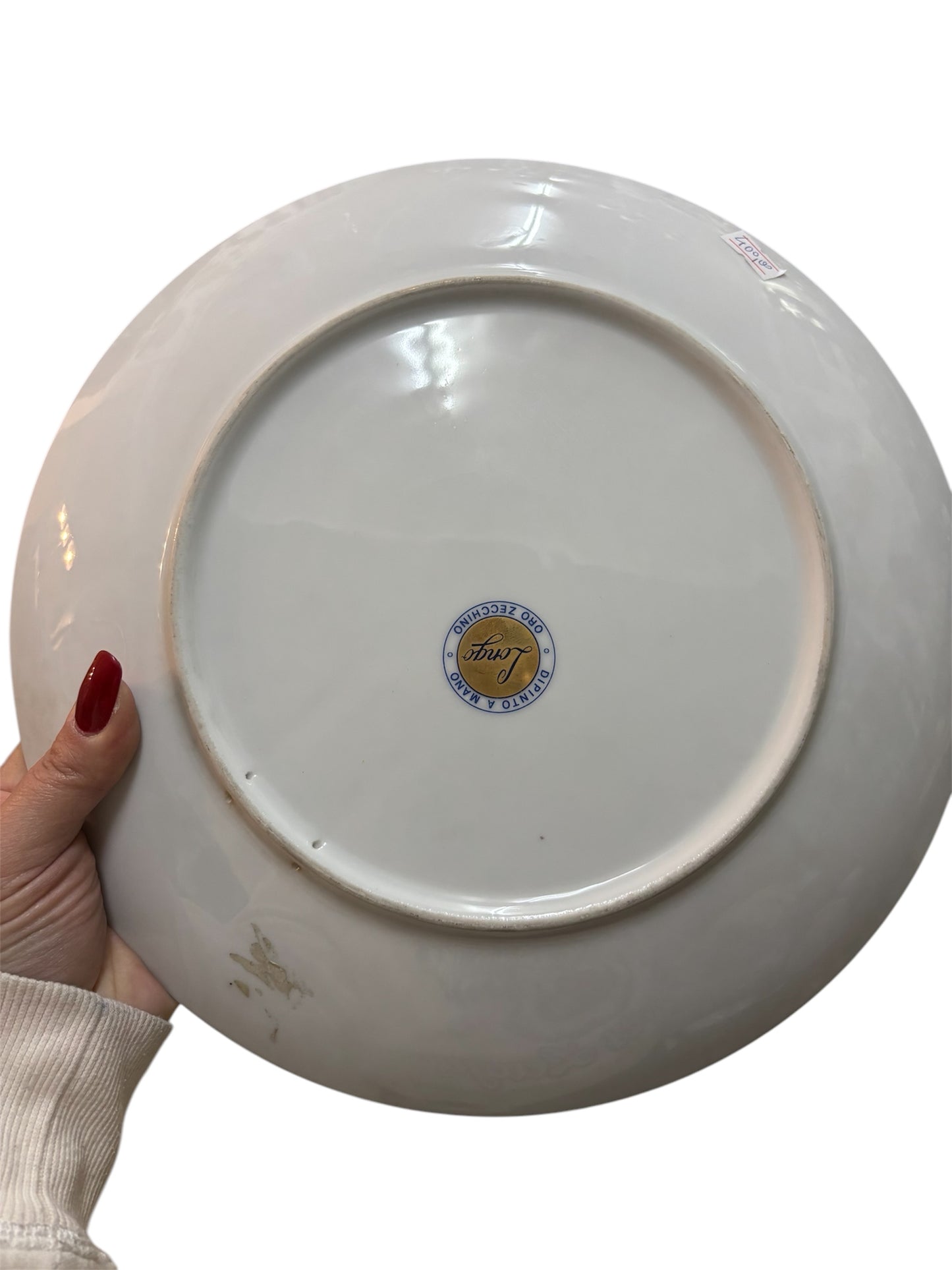Piatto Decorativo in Porcellana Dipinto a Mano con Oro Zecchino