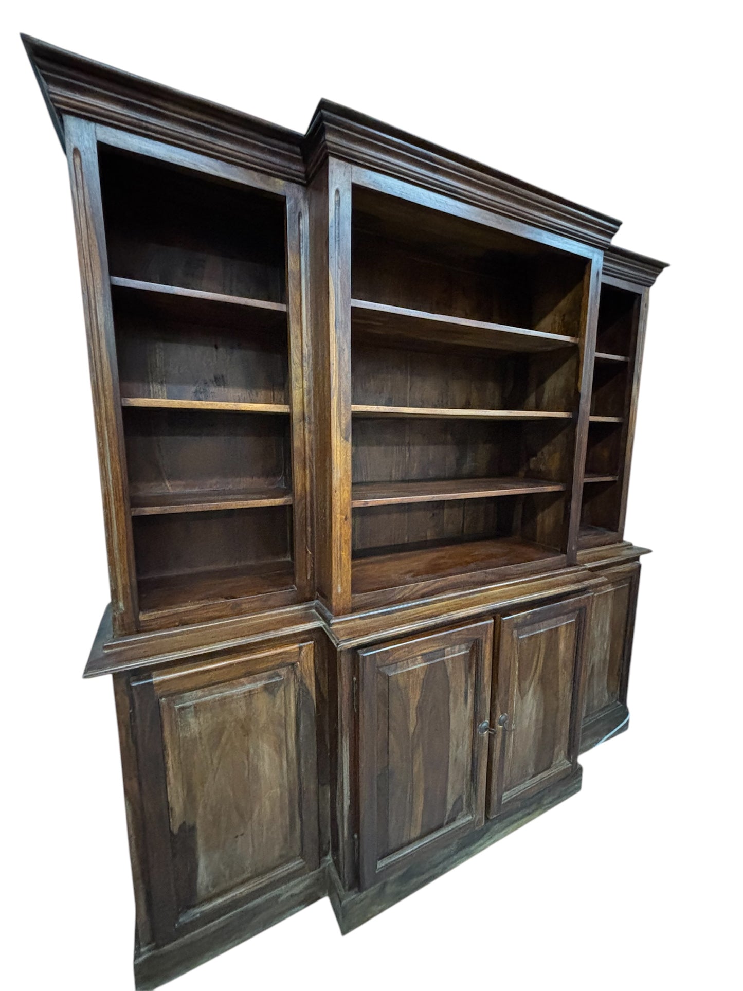 Libreria in Legno di Sheesham con Ripiani e Ante