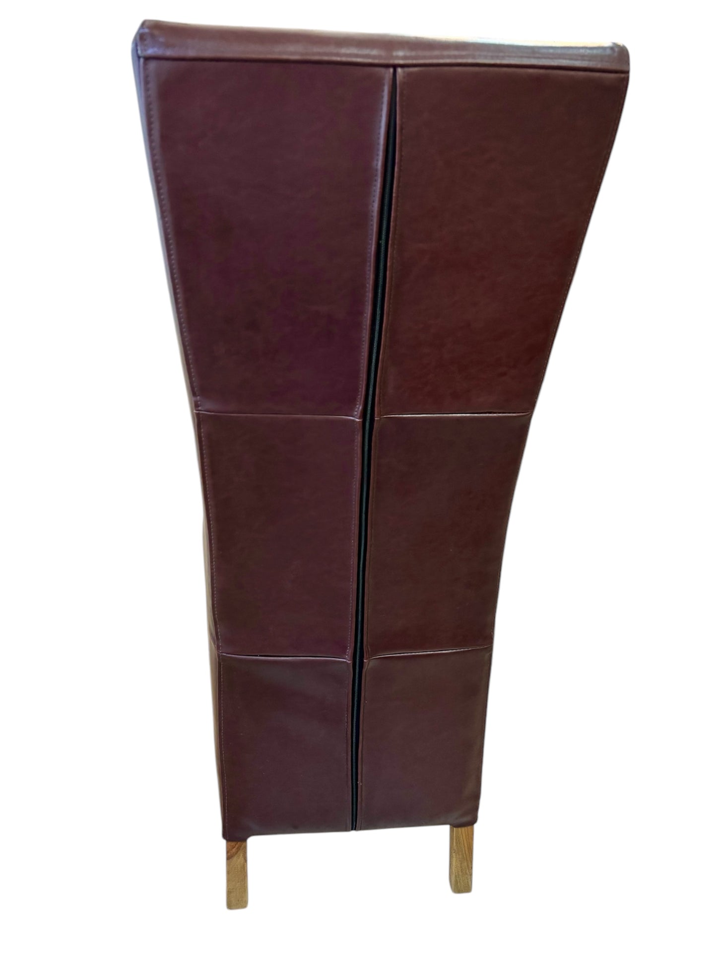 Poltrona in Legno con Rivestimento in Pelle Bordeaux