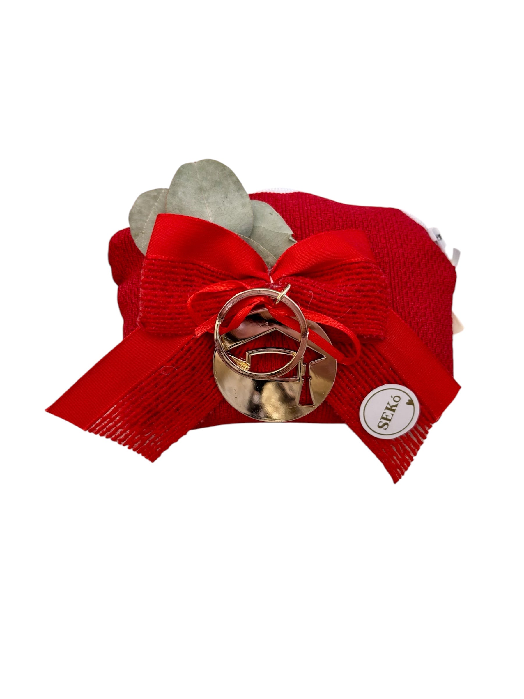 Pochette in Cotone Rosso con Portachiavi Oro