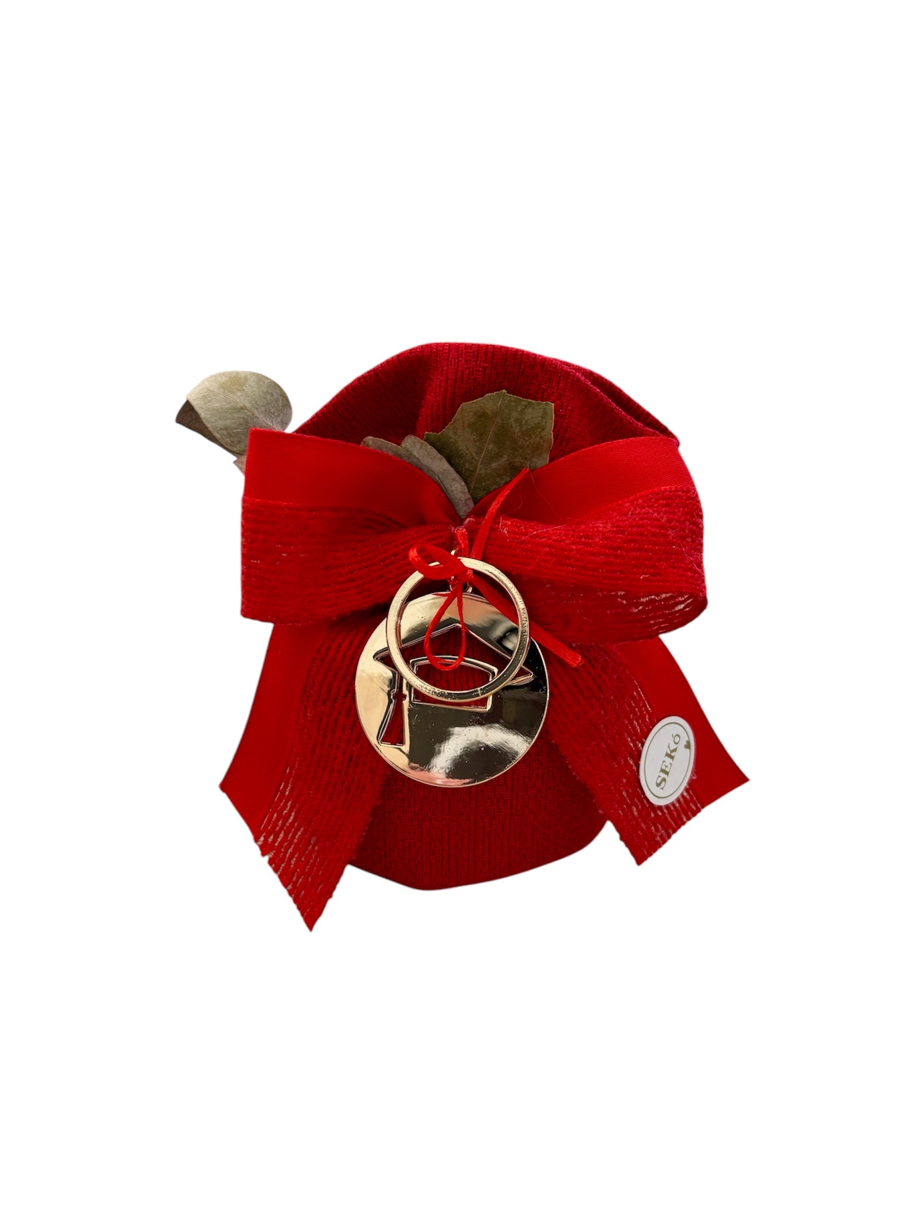 Sacchetto in Cotone Rosso con Portachiavi Oro