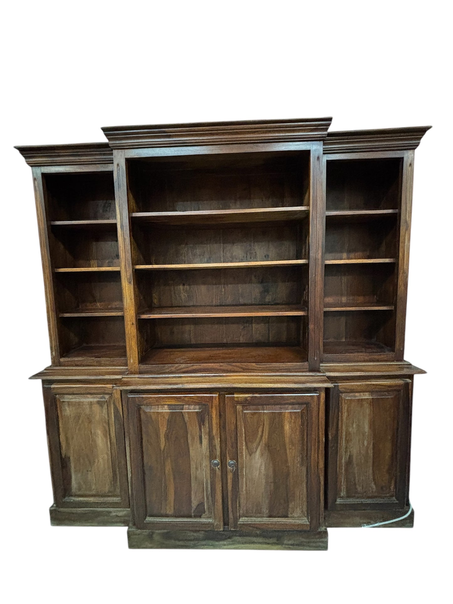 Libreria in Legno di Sheesham con Ripiani e Ante