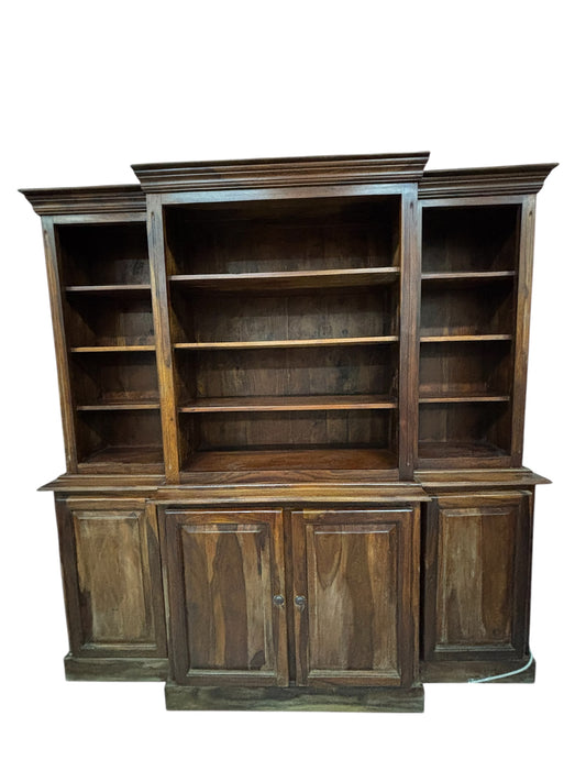 Libreria in Legno di Sheesham con Ripiani e Ante