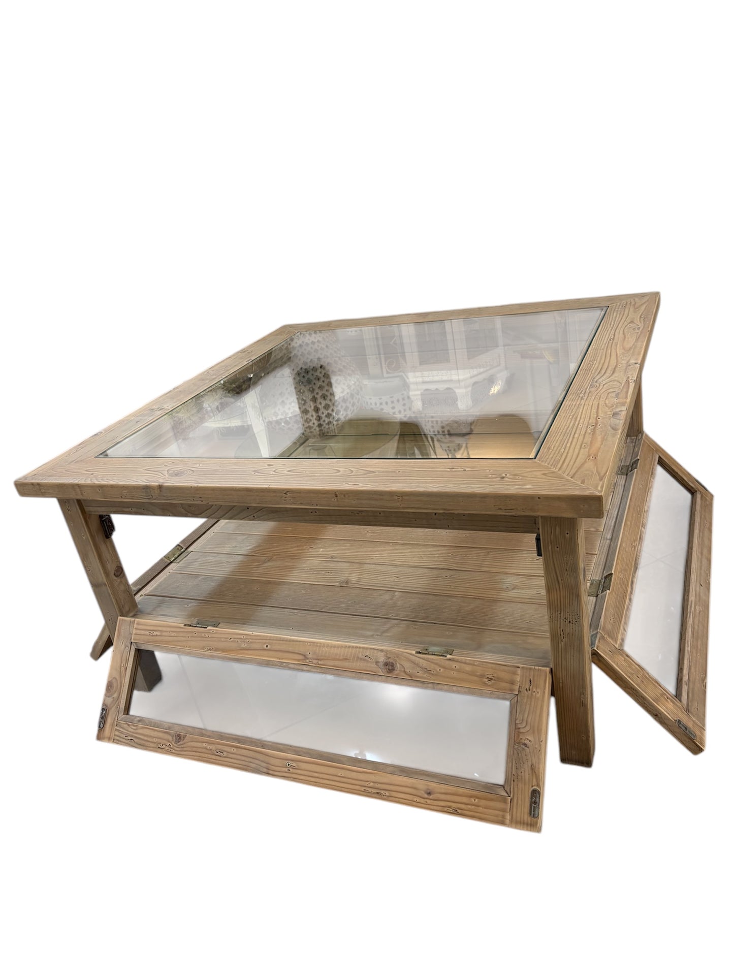 Tavolino Quadrato in Legno con Doppio Ripiano 90x90 cm - Innovaliving