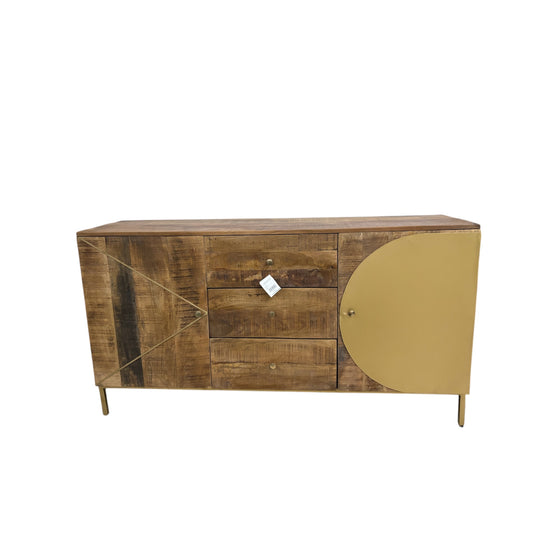 Credenza Bassa Moderna con Dettagli Oro – 2 Ante e 3 Cassetti